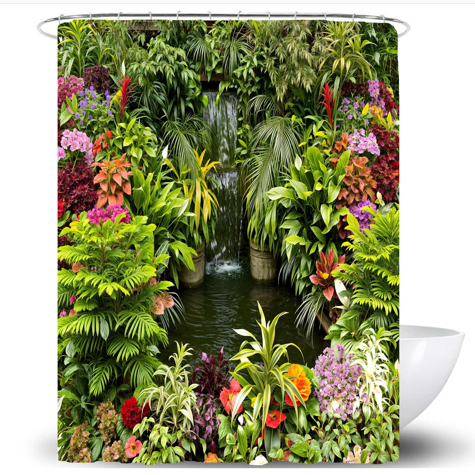 SCVBLJS floral shower Curtain tropical Leaves Curtain Waterproof Bathroom Bathtub Polyester Fabric Green Shower Curtain leaf Partition curtain With