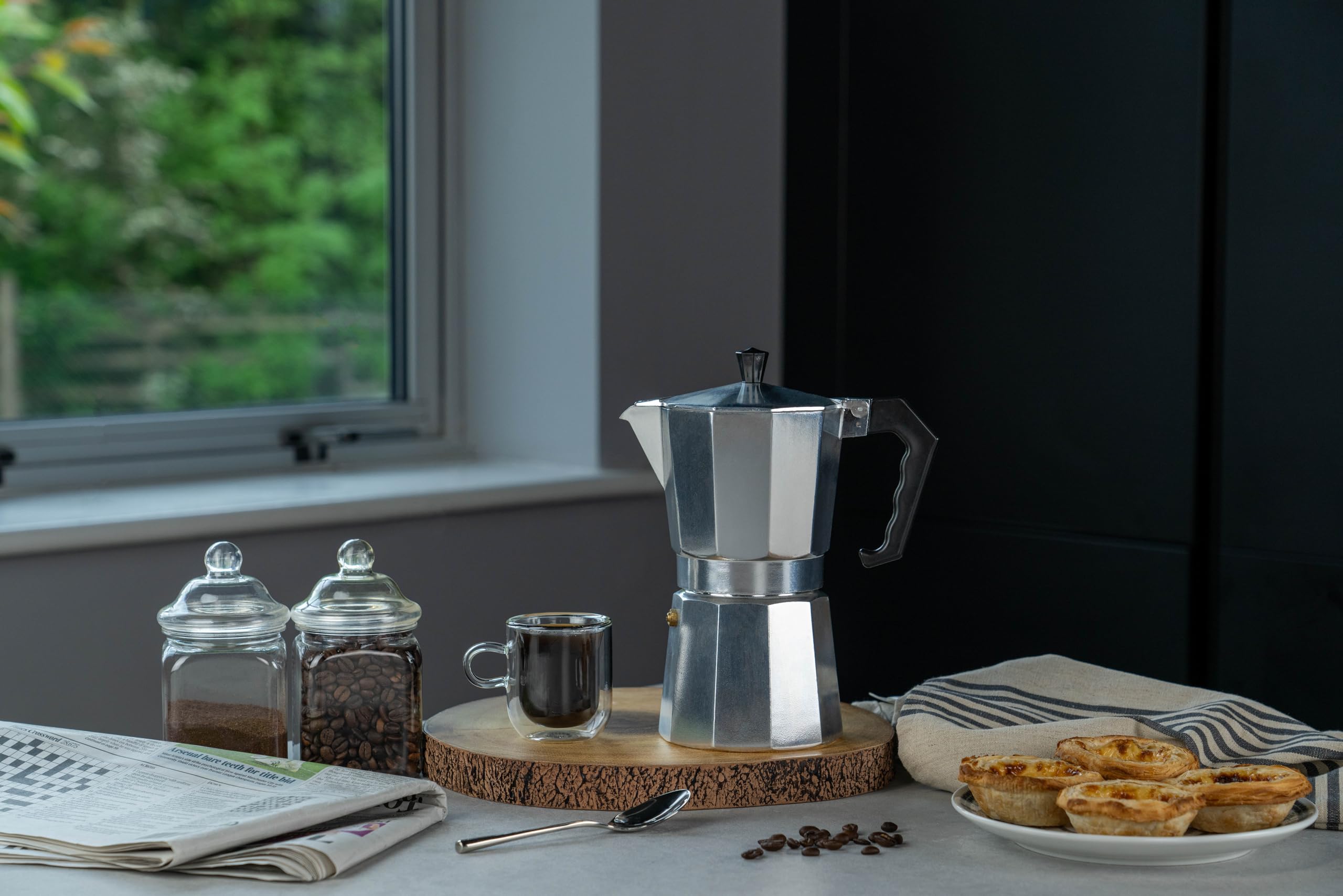 Cafe Ole 12-Cup Italian Style Aluminium Espresso Coffee Maker, Silver, 480 ml