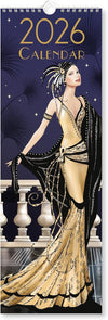 Claire Coxon Art Deco 2026 Slim Wall Calendar | Monthly Planner with Vintage-Inspired Artwork & Hanging Loop