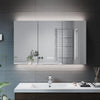 ELEGANT LED Bathroom Cabinet with Shaver Socket Triple Door Wall Mounted Black Bathroom Mirror Cabinets with Three-color Infinitely Dimmable and