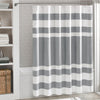 Madison Park Shower Curtain Waffle Weave Striped Pieced Design Fabric Shower Curtains for Bathroom with 3M Scotchgard Moisture Management Premium Spa