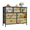 Flrrtenv Chest of Drawers Bedroom with 7 Drawers, Tall Fabric Dressers with Flower Printing, Dresser for Entryway Hallway Living Room, Closet Storage