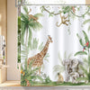 Bonhause Tropical Rainforest Animals Shower Curtain 180 x 180 cm Jungle Giraffe Elephant Bathroom Curtain Waterproof Mildew & Mould Resistant