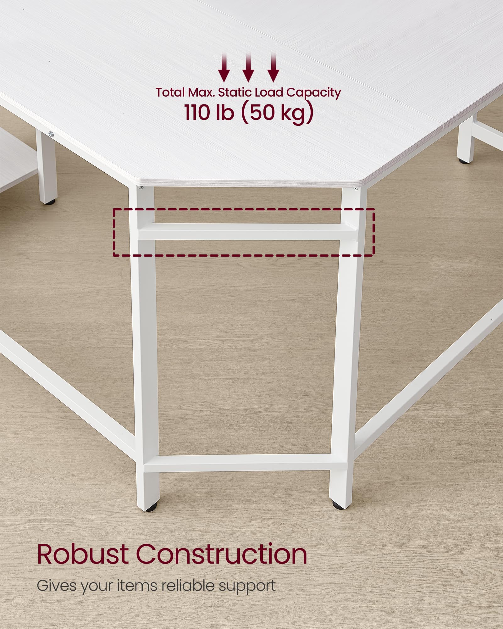 VASAGLE Computer Desk, L-Shaped Corner Desk, 138 x 138 x 76 cm, Gaming Desk, Workstation with 2 Storage Shelves for Home Office, Space-Saving, Easy to