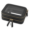 Prite Large Clear Makeup Bag with Gift Box Double Sided Cosmetic Case Two Layer Travel Toiletry Bag with Zippers and Compartment (Black)