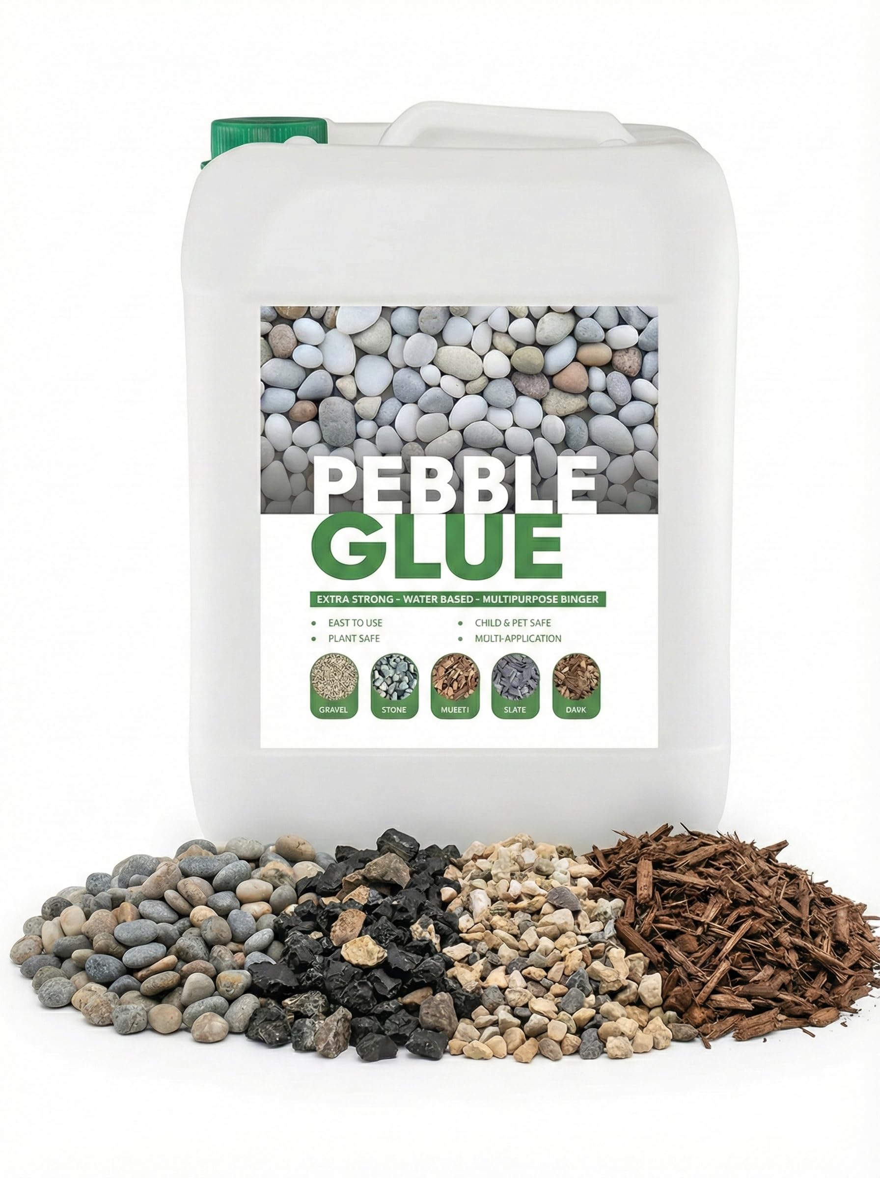 POLYBOUND 5L Pebble Glue? ? Resin Gravel Glue for Water-Based Stones, Bark, Patios, & Mulch for Garden Paths ? Weather-Resistant Gravel Binder, Last