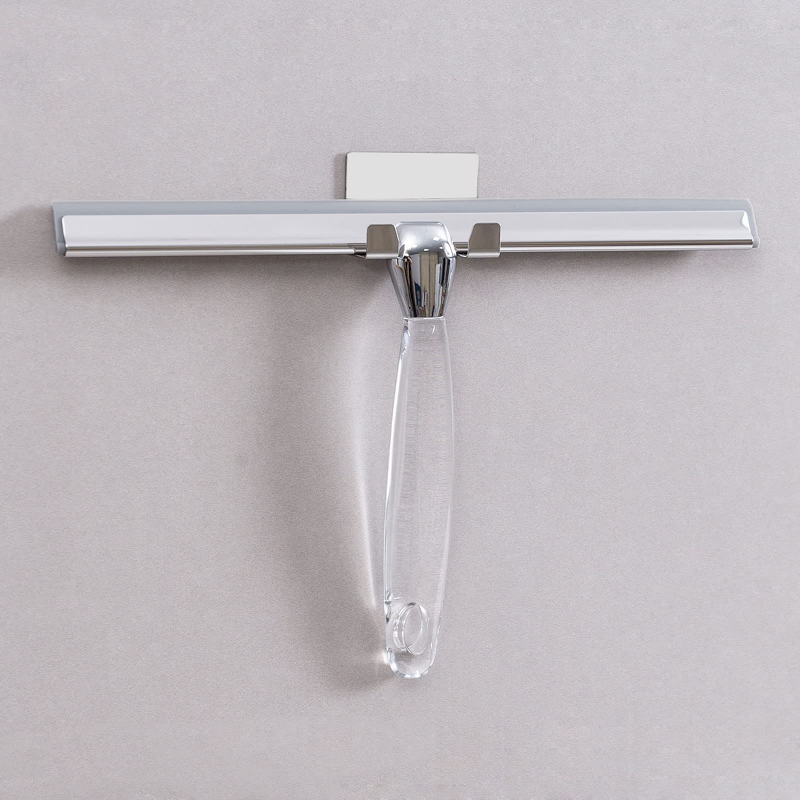 Shower Squeegee,Stainless Steel Shower Screen Wiper with 30.5cm Silicone Blade and Wall Mounted Adhesive Hook for Bathroom,Kitchen,Mirror,Car,Window
