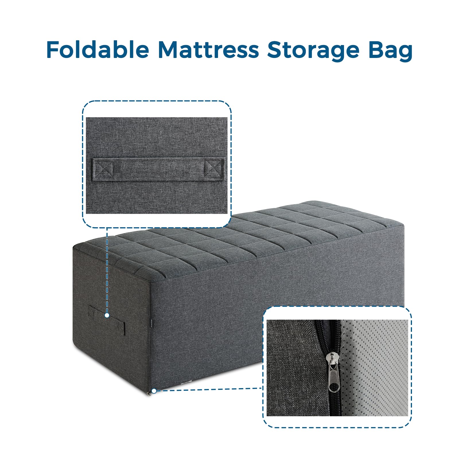 Inofia Folding Mattress Cover, Foldable Mattress Storage Bag, Sofa Bed Cover,Durable Carry Case Fits for 15cm King Tri Folding