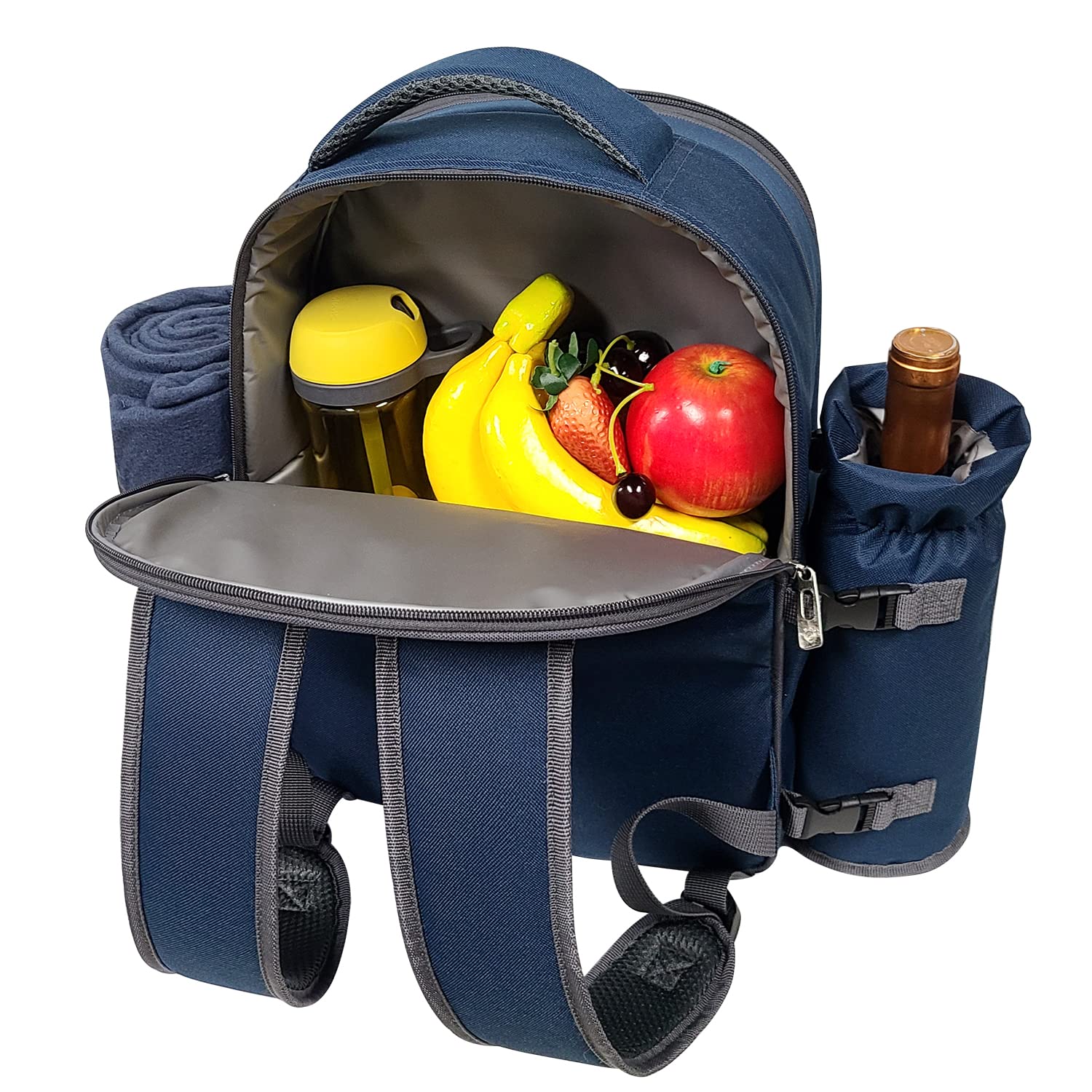 Hap Tim Picnic Basket Backpack for 4 Person with Blanket, Wine Holder, Cooler Compartment, Cutlery Set, Couples Gifts, Mr & Mrs Gifts, Bridal Shower