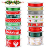 SANNIX 18 Rolls 90 Yards Christmas Ribbons Holiday Printed Grosgrain Satin Ribbon Metallic Glitter Craft Fabric for Xmas Gift Wrapping Decoration, 3