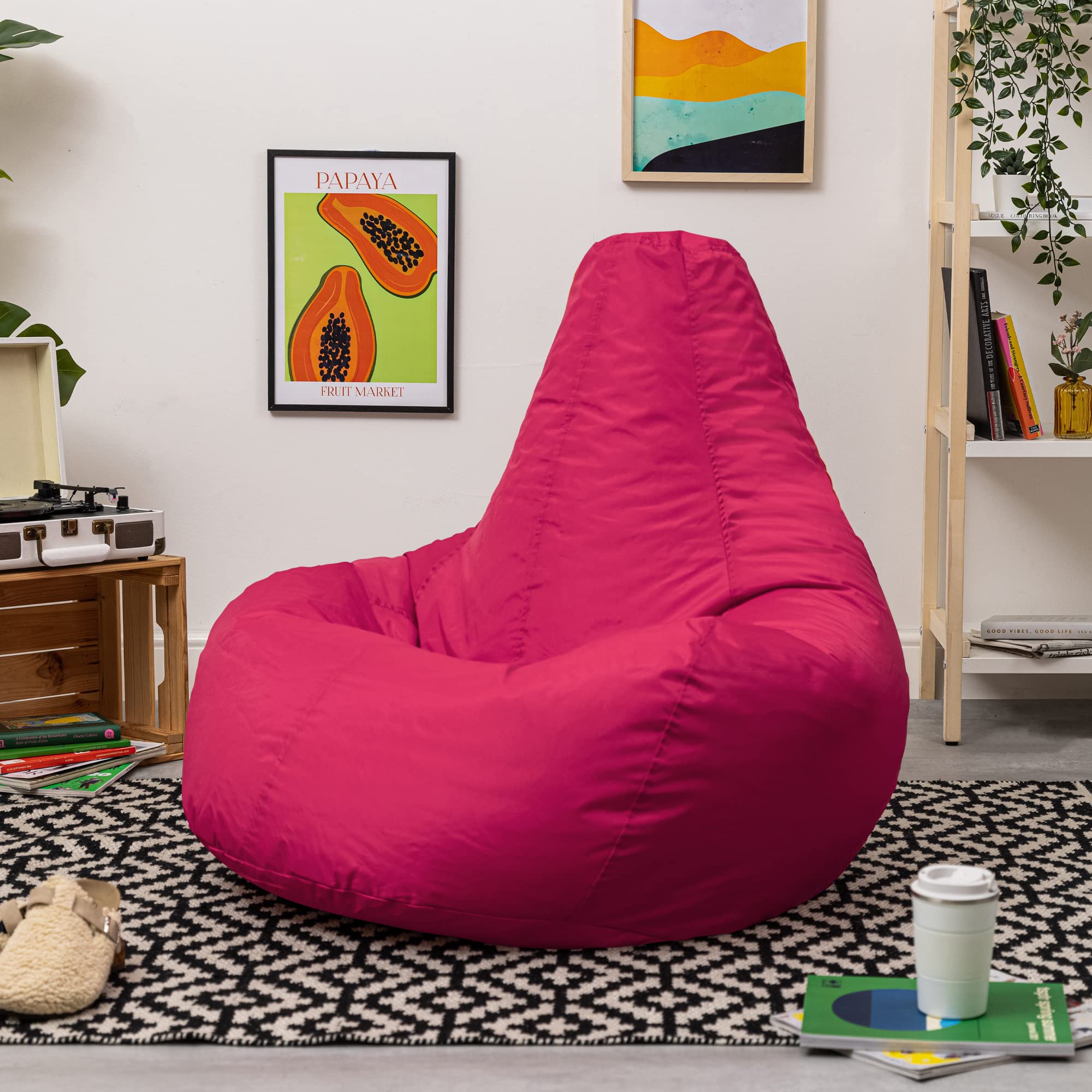 Bean Bag Bazaar Recliner Gaming Bean Bag Chair, Pink, Indoor Outdoor Water Resistant Fabric, Large Beanbag with Filling Included, Gaming Chair,