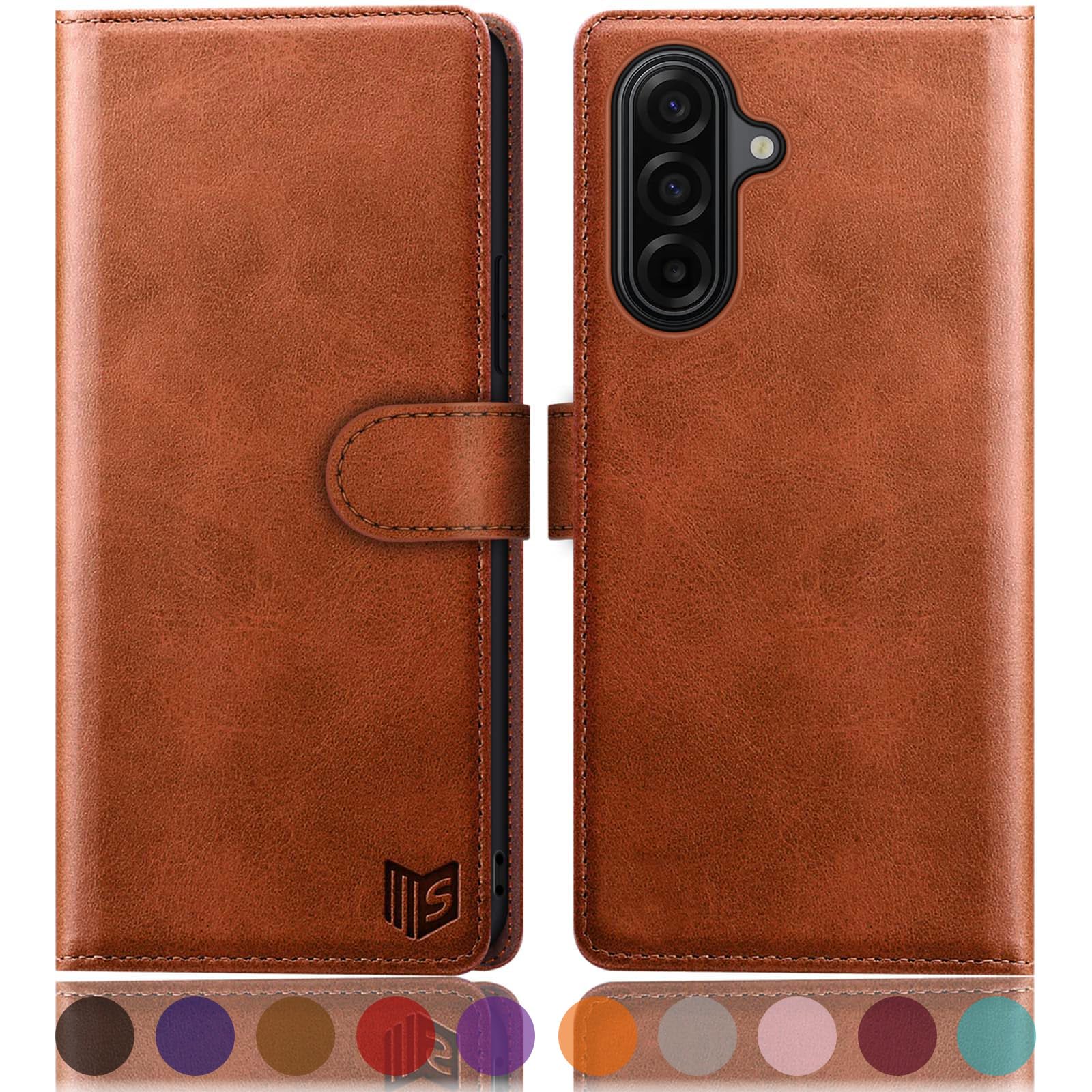 SUANPOT compatible with Samsung Galaxy A17 case with [RFID Blocking][Credit Card Holder],PU Leather Flip Book Protective Cover Women Men for Samsung