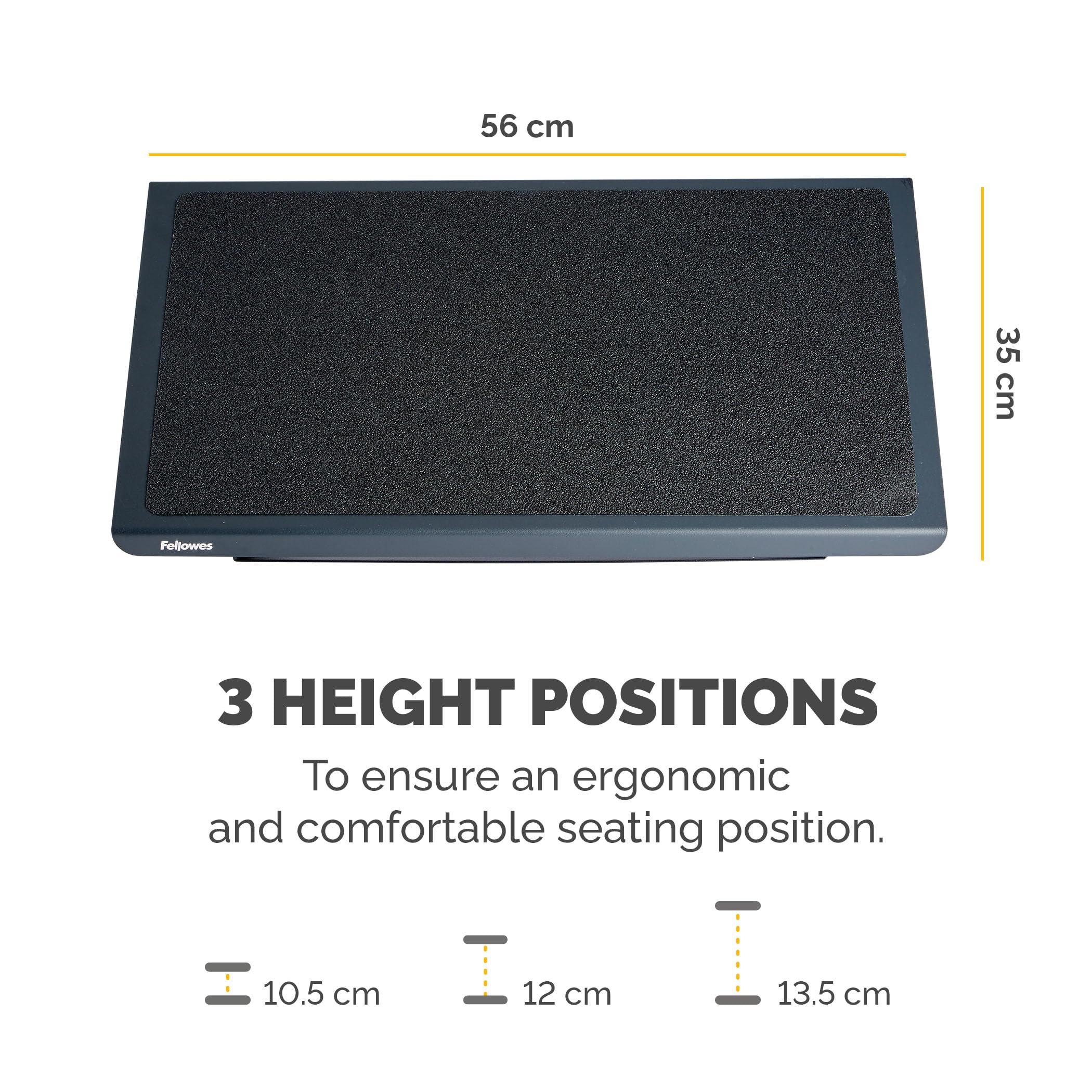 Fellowes Foot Rest Under Desk - Professional Series Under Desk Foot Rest Ergonomic Foot Rest with 3 Height Adjustable Positions & Non-Slip Platform
