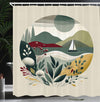 ABAKUHAUS Nautical Shower Curtain, Modern Boho Botanical Sea, Cloth Fabric Bathroom Decor Set with Hooks, 175 x 200 cm, Sage Green