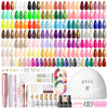 Peacecolor 83Pcs Gel Nail Kit with U V Lamp and Drill, 56 Colors Nail Polish Set Cat Eye Gel with Matte/Glossy Glitter Base Top Coat Soak Off Manicure