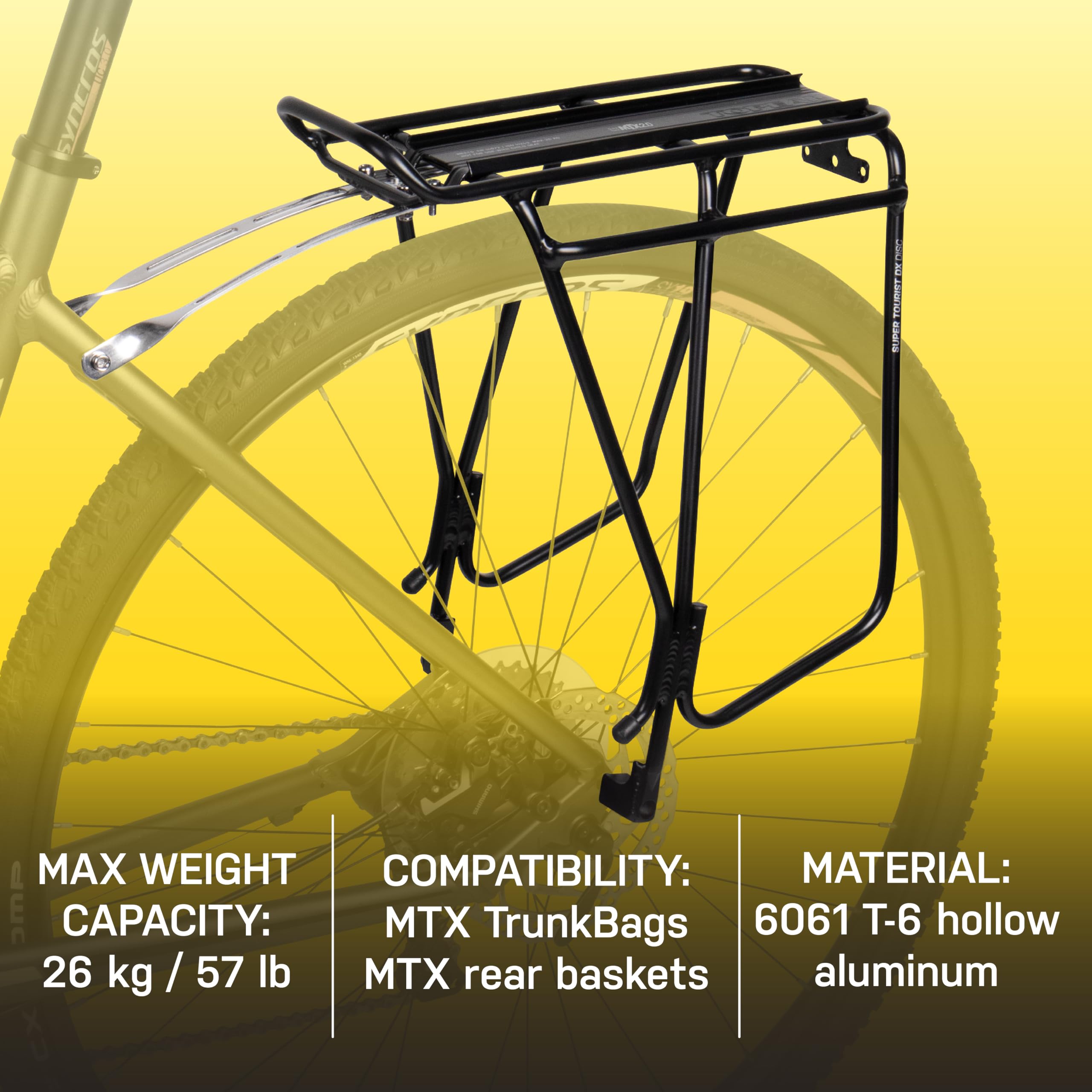 Topeak Super Tourist DX Rear Rack for 26" / 27.5" / 29" Wheel Bikes, Disc Brake Compatible, Black
