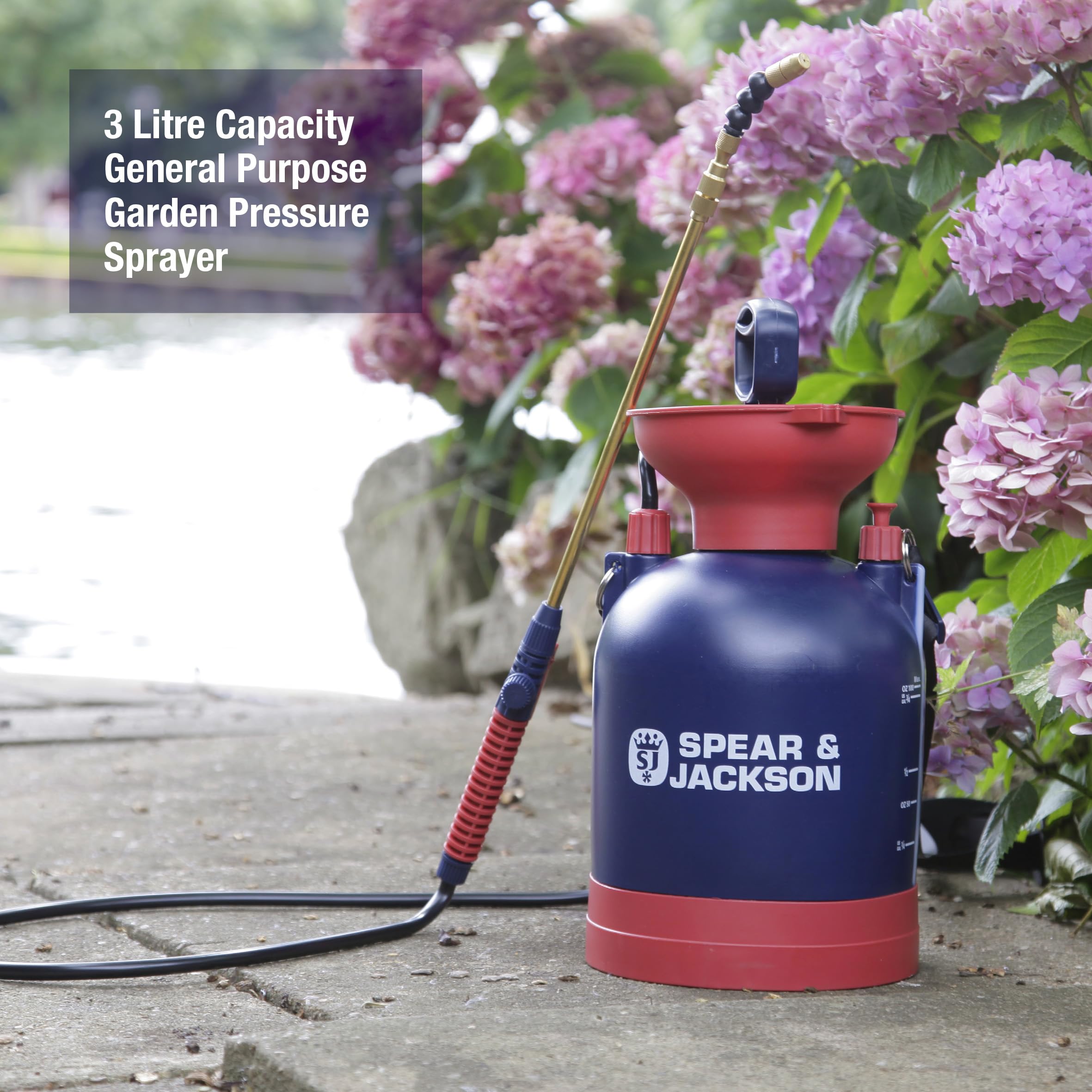 Spear & Jackson 3LPUMP 3 Litre General Purpose Pump Action Pressure Sprayer, Red & Blue