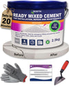 Cement Ready Mixed for Outdoor Use, Waterproof, Quick Dry - Concrete Mix Mortar Repair Kit for Cracks, Holes, Steps & More - 20 Mins Rapid Setting