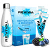Revival Rapid Rehydration Starter Pack - 500ml Steel Water Bottle with 1 x 6 Packs Electrolytes Powder Sachets - Tropical