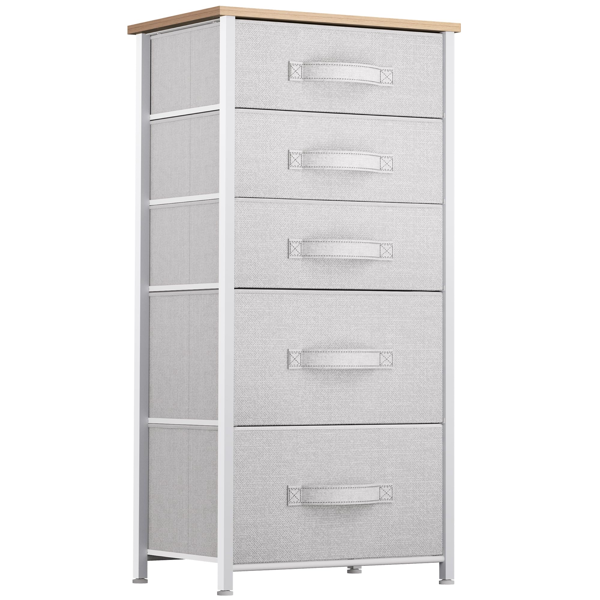 YITAHOME Narrow Chest of Drawers with 5 drawers, Fabric Dressers with Easy Pull Handle,Sturdy Steel Frame,Storage Drawers for Bedroom, Closet,