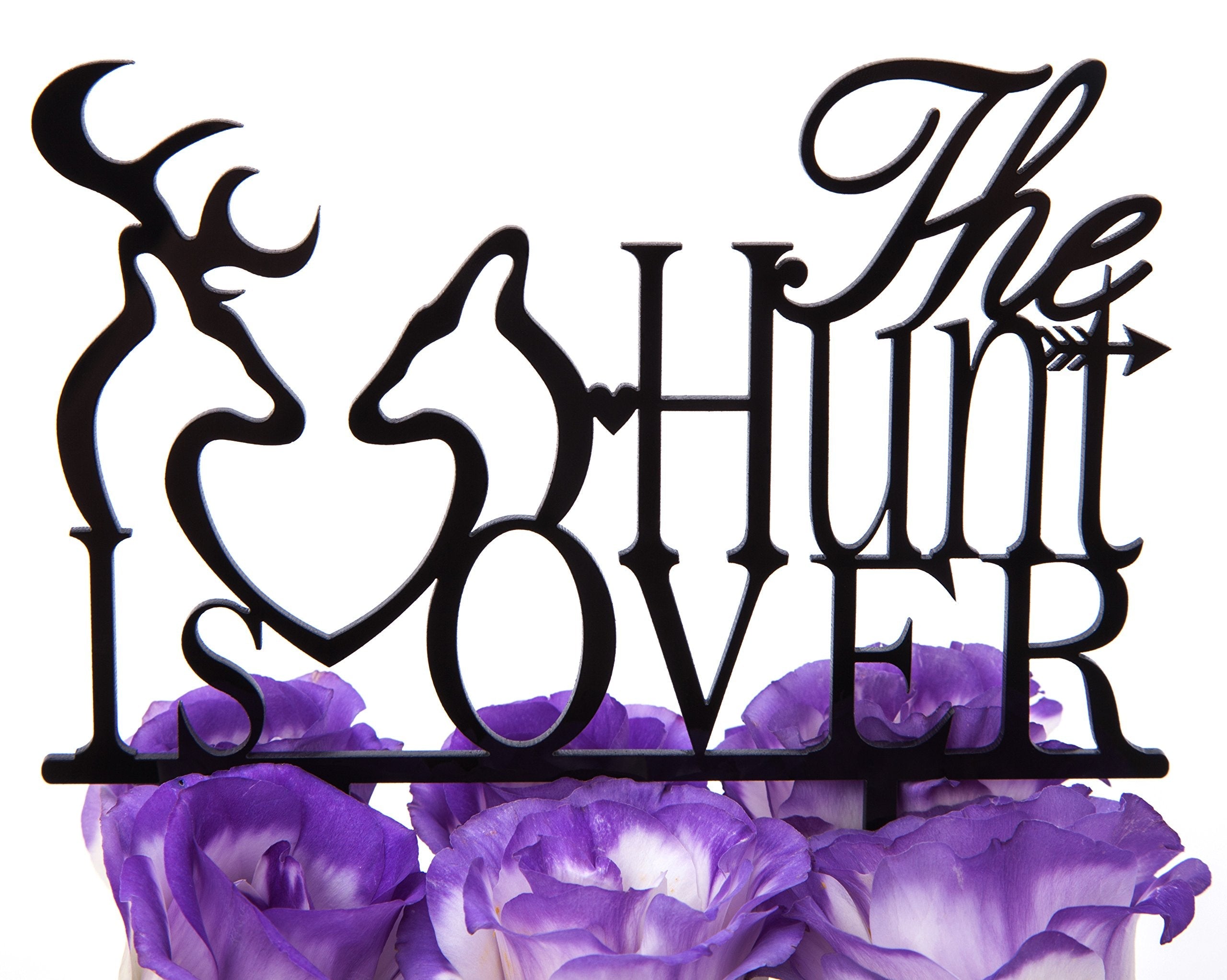 LOVENJOY The Hunt is Over Wedding Cake Toppers Black Frosted Acrylic Buck and Doe Deer Wedding Cake Decoration, Gift Boxed
