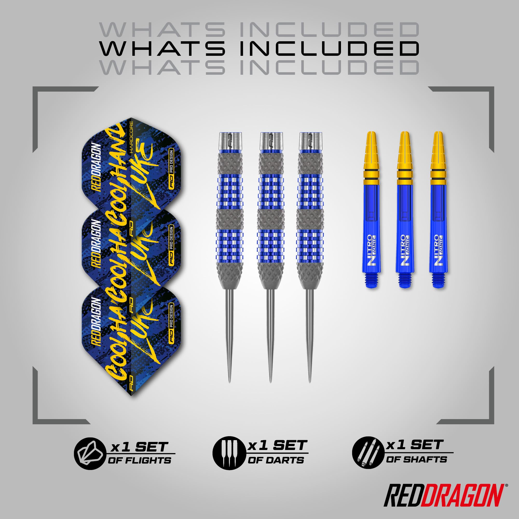 RED DRAGON Luke Humphries TX2 Atomised 22 Gram Premium Tungsten Darts Set with Flights and Stems