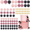 CORNER LACE 101 Pcs Ball Cake Decorations - Rose Gold Sequin Black Ball Dessert Picks Cake Cupcake Toppers, Birthday Party Baby Shower Gender Reveal