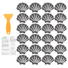 sourcing map 24Pcs Non-Slip Bathtub Stickers, 9x7 cm Shell Shape Shower Floor Non Slip Stickers with Scraper for Bathroom Shower Stairs Ladders, Gray