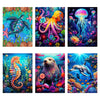 Mrnsiet 6 Pack Ocean Creatures Diamond Painting Kits for Adults Beginner,Sea Animals Round Drill Diamond Art Kits for Adults,Easy Marine Animals Gem