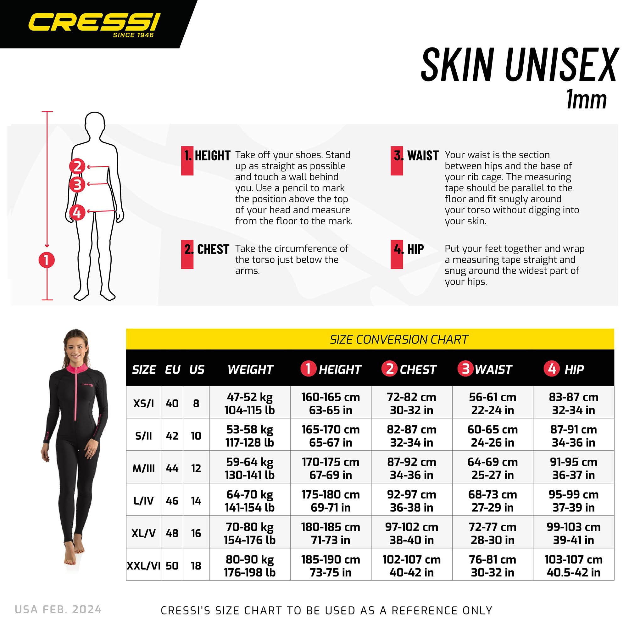 Cressi Women's 1mm One piece wetsuit Skin, Black Pink, XL/5 UK