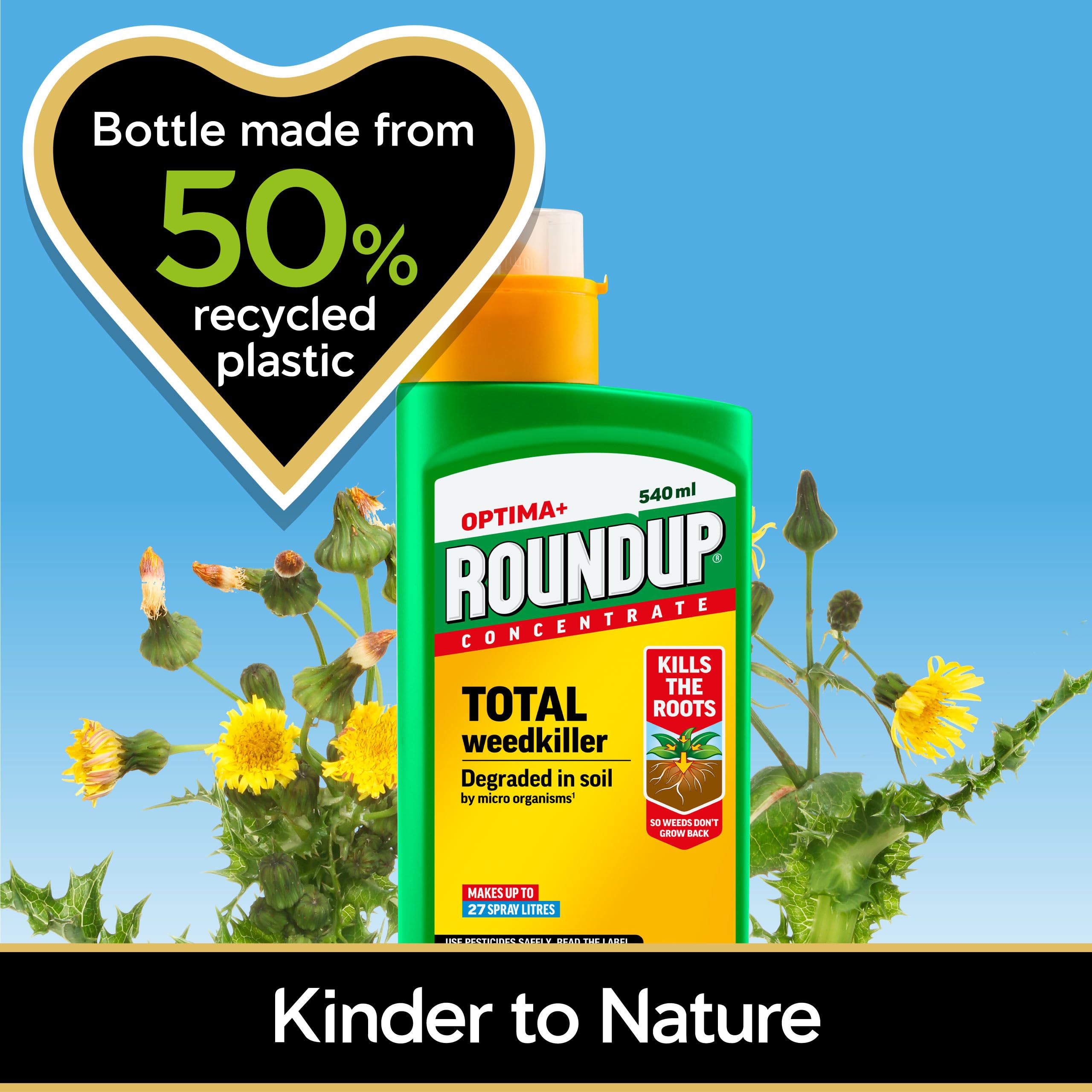 Roundup Optima+ Total Weedkiller, Concentrate, 540 ml