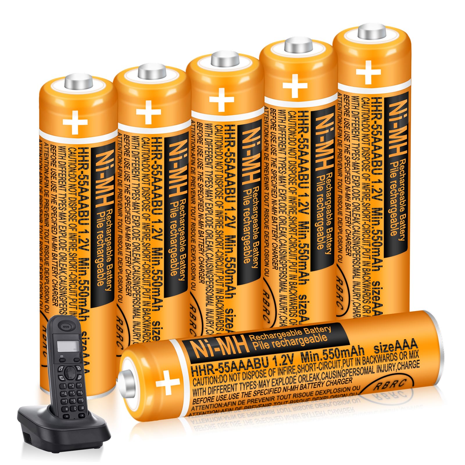 6 Pack 550mAh HHR-55AAABU AAA NI-MH Rechargeable Batteries for Panasonic 1.2V BT Gigaset Cordless Phones