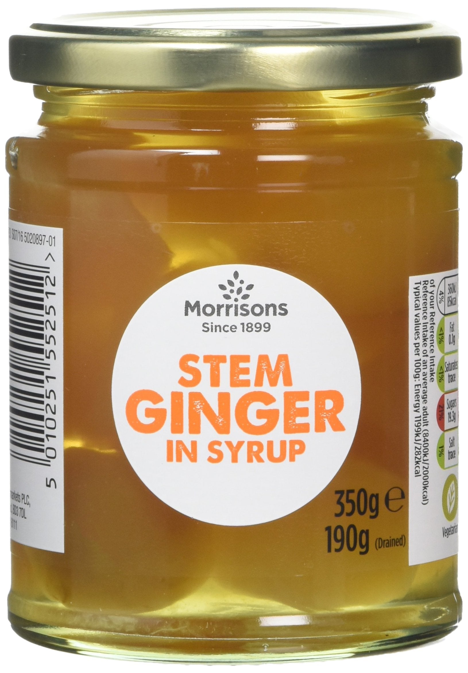Morrisons Stem Ginger in Syrup 350 g (Pack of 6)
