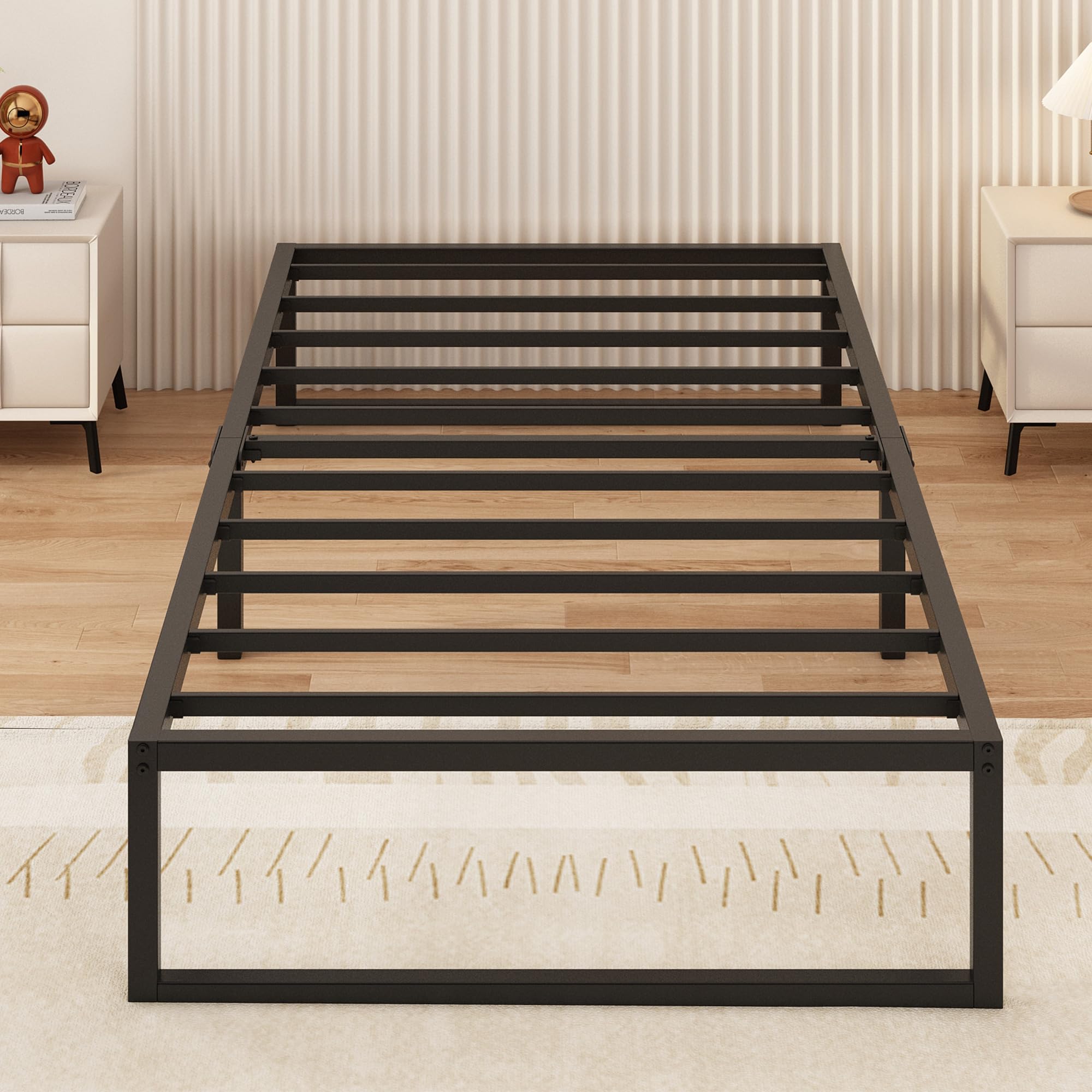 Yicensen Small Single Bed Frame 75x190 cm, Metal Bed Frame Small Single with Steel Slat Support, Easy Assembly, Noise Free, No Box Spring Needed,30cm