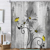 ASDCXZ Rustic Farmhouse Shower Curtain 180x200 cm, Vintage Farm Gray Daisy Flowers Butterfly Waterproof Bath Curtain Polyester Textile Washable Shower