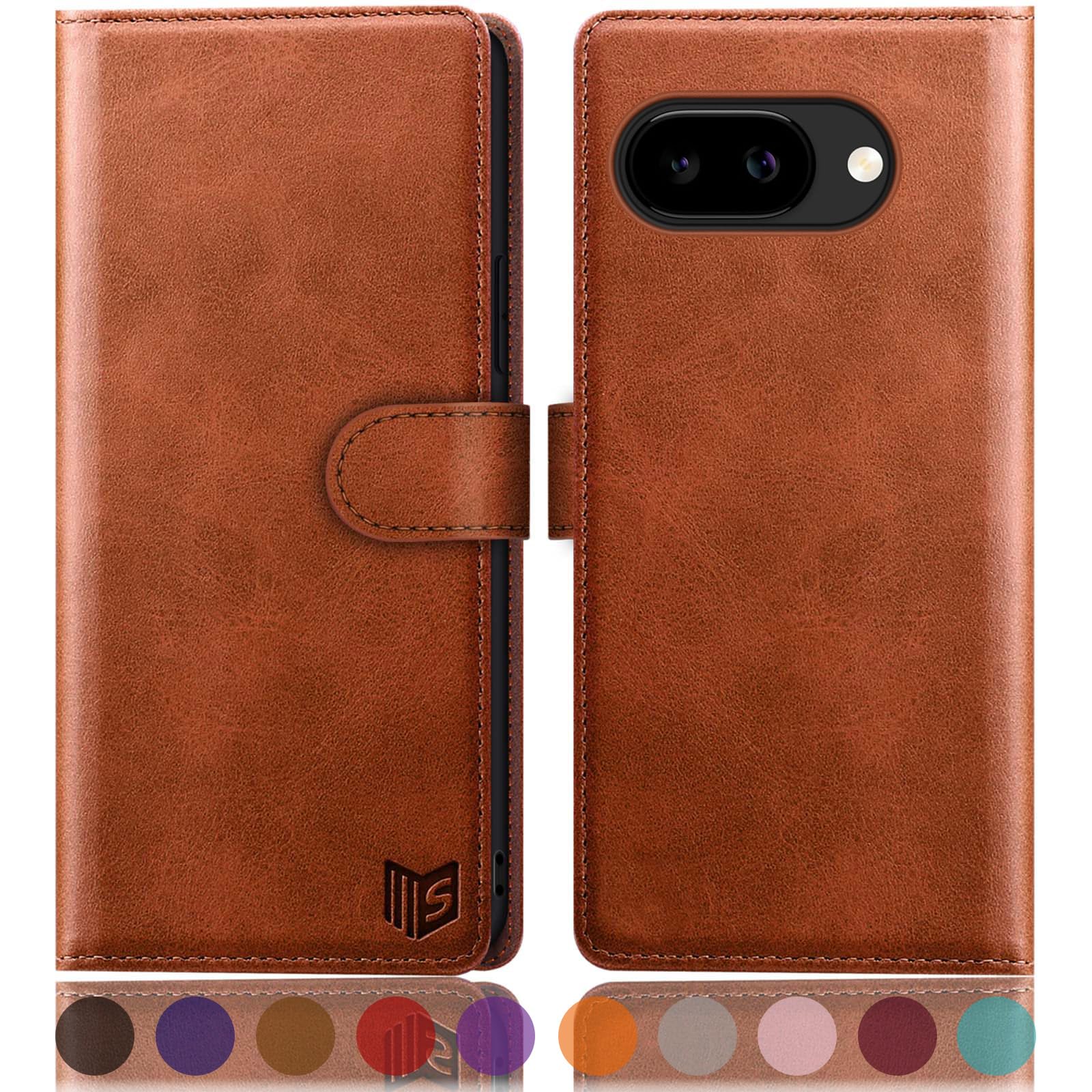 SUANPOT compatible with Google Pixel 9A case with [RFID Blocking][Credit Card Holder],PU Leather Flip Book Protective Cover Women Men for Pixel 9A