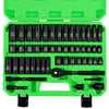 SWANLAKE 3/8" Drive Impact Socket Set, 50-Piece Standard SAE (5/16 to 3/4 inch) and Metric (8-22mm) Size, 6 Point, Cr-V, 3/8-Inch Ratchet Handle,