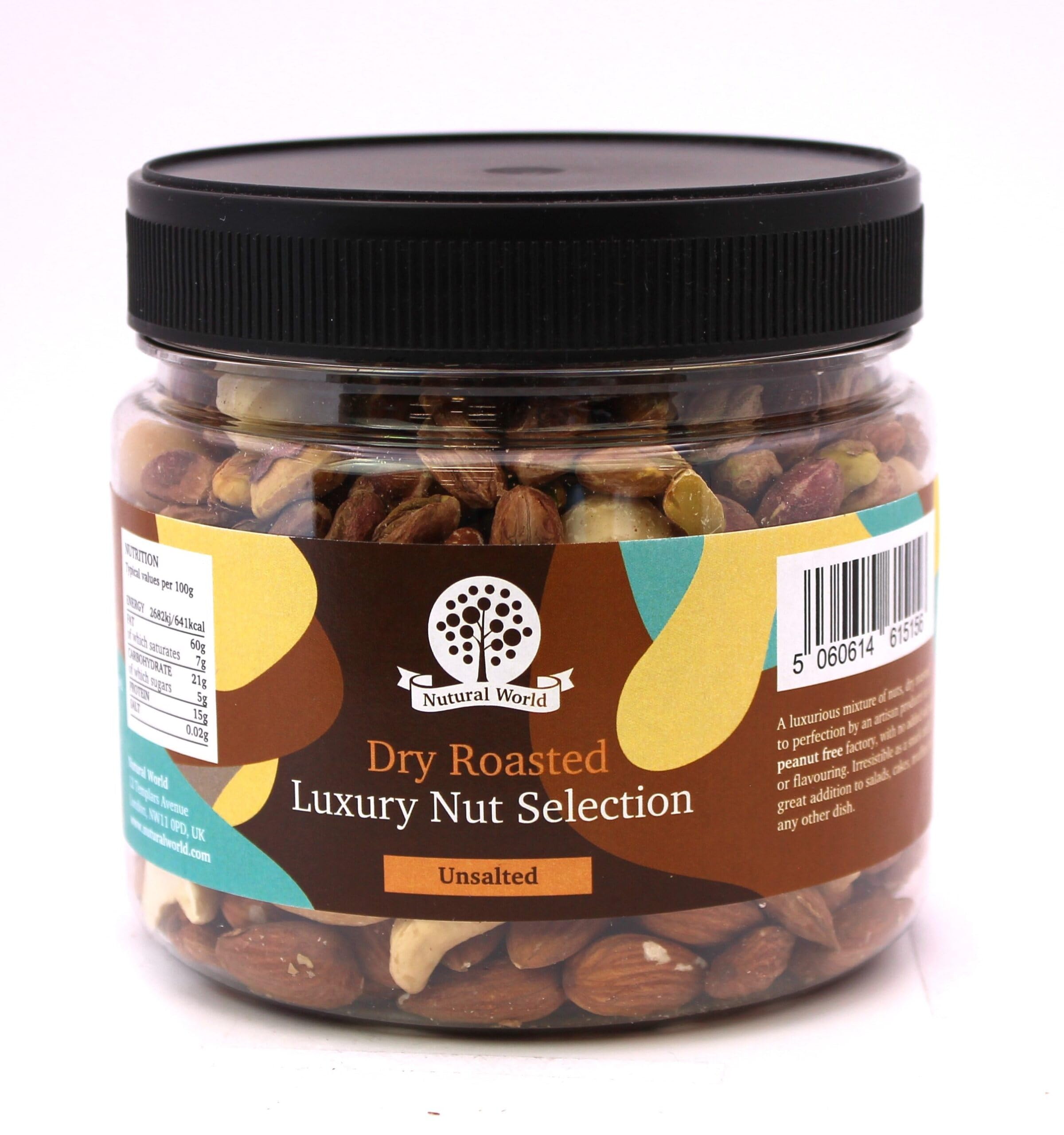 Nutural World - Dry Roasted Luxury Nut Selection - Unsalted - (500g) - Great Taste Award Winner