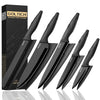 GOLTICH 5 PCs Black Kitchen Knife Sets with Sheath - Premium Stainless Steel Kitchen Knives Set with Easy Grip Handle - Ultra Sharp Knife Set Includes