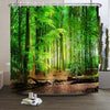 Xiaoterna Spring Shower Curtain Nature Landscape 3D Scenery Bathroom Curtain Deciduous Forest Bathroom Curtain Tropical Rainforest Shower Curtain