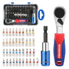 WORKPRO 43-Piece Mini Ratchet Wrench Screwdriver Bits Set, 1/4" Drive Mini Ratcheting Screwdriver, 90 Degree Small Reversible Drive Handle with Torx,