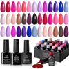 Beetles Gel Nail Polish Kit 20 Colors with 3Pcs Base Gel Glossy & Matte Top Coat Romance Rebellion Summer Trendy Pink Red Blue Purple Glitter Soak off