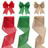 KINGLAKE 3 Rolls x 6 Yards Christmas Wired Ribbon for Wreath Bows Making, 2.5 Inch Red Green Brown Burlap Wide Hessian Ribbon for Gift Wrapping Xmas