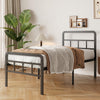 Yicensen Single Bed Frame with Curved Headboard and Footboard 90x200 cm, 46 cm Height Metal Bed Frame with Heavy Duty Slat Support, Underbed Storage