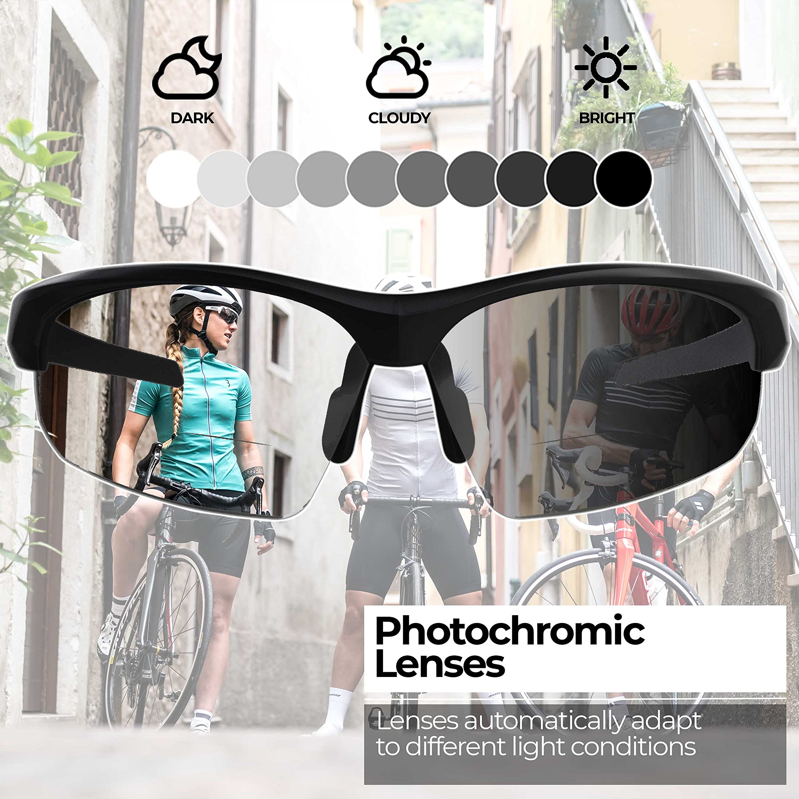 BBB Cycling Photochromic Cycling Glasses Bifocal Sunglasses Mountain And Road Bike Photochromic Sunglasses For Far-Sighted Riders Impress Reader