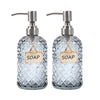 Funly mee Bathroom & Kitchen Glass Hand and Dish Soap Dispenser with 304 Rustproof Stainless Steel Pump (Grey-2pack)