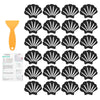 sourcing map 24Pcs Non-Slip Bathtub Stickers, 9x7 cm Shell Shape Shower Floor Non Slip Stickers with Scraper for Bathroom Shower Stairs Ladders, Black