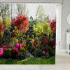 Loussiesd Natural Shower Curtain 180x200cm 3D Garden View Flowers Trees Waterproof Shower Curtain Outdoor Nature Scenery Waterproof Cloth Fabric