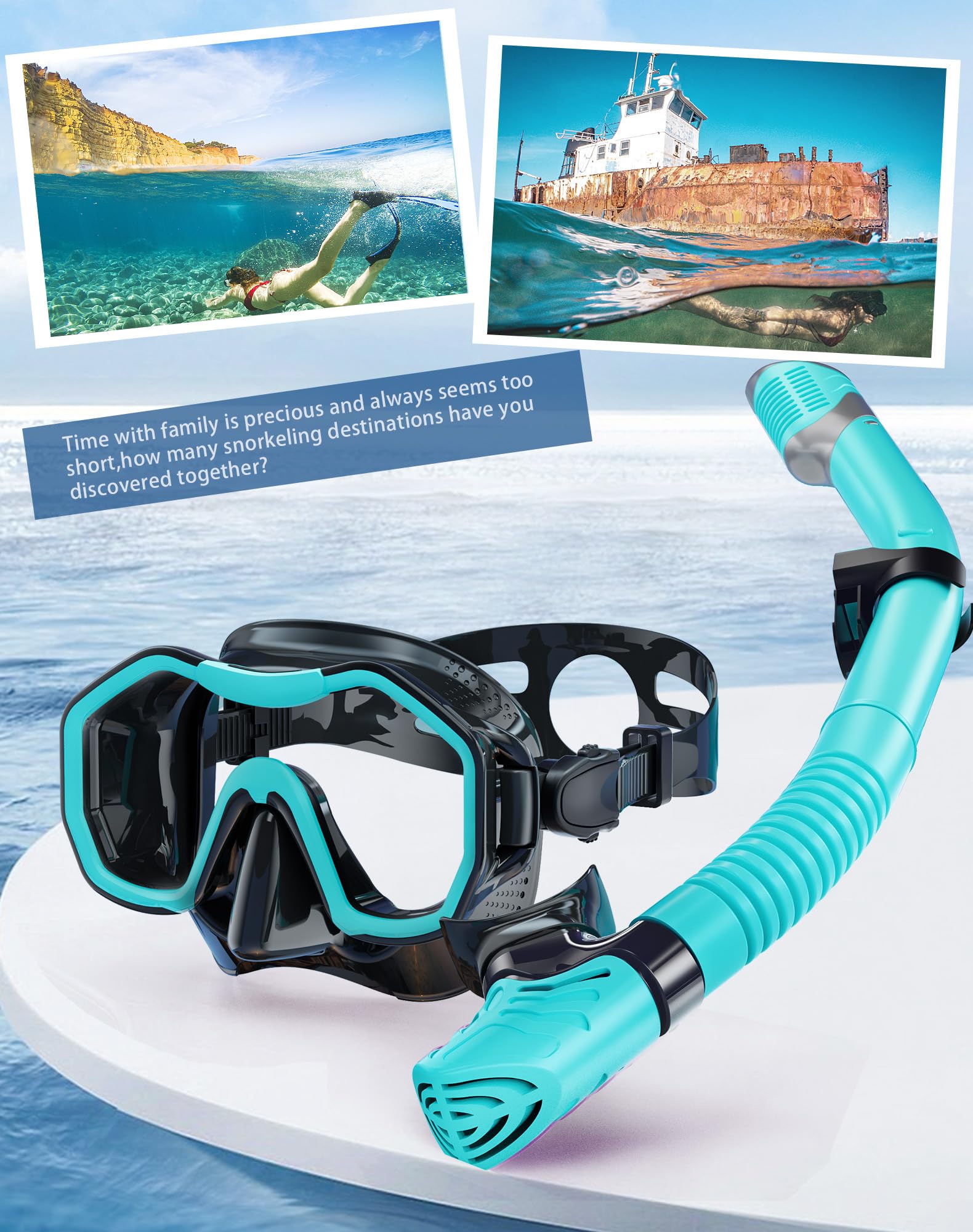 Lealinga Snorkel Set Adults 2Pack, Snorkel Mask Anti-Fog Panoramic View Diving Mask Dry Top Snorkel Kit with Travel Bag Diving Set for Snorkeling