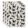 DII Reusable, Machine Washable & Dishwasher Safe, Biodegradable, Cotton, Cats, 7.75 x 6.75